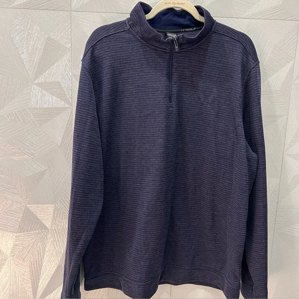 Mens Under Armour Golf Storm Sweater Fleece 1/4 Zip Pullover Blue XXL 2XL